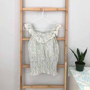 Ruffle laced trim tank top